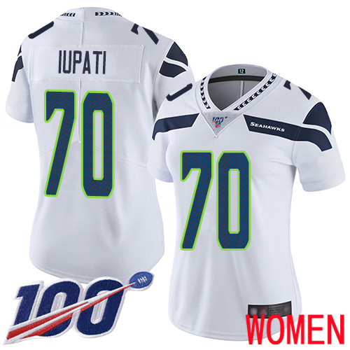 Seattle Seahawks Limited White Women Mike Iupati Road Jersey NFL Football #70 100th Season Vapor Untouchable